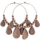 Brown Earring Pin Catch Hoop Charm Beads Mesh Tear Drop 3 1 2 Inch Hoop 5 3 4 Inch D 11315-4014COBRO