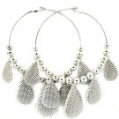 Silver Colored Earring Pin Catch Hoop Charm Beads Mesh Tear Drop 3 1 2 Inch Hoop 5 3 11315-4014RDSIV