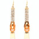 Orange Earring Linear Drop Fish Hook Crystal Studs Hoops 2 3 4 Inch Drop 1214527-3269GDORG