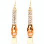 Orange Earring Linear Drop Fish Hook Crystal Studs Hoops 2 3 4 Inch Drop 1214527-3269GDORG