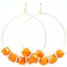 Orange Earring Fish Hook Hoop Formica Bead Rondelle Faceted 3 1 2 Inch Drop 1214527-3286GDORG