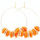 Orange Earring Fish Hook Tear Drop Formica Mixed Bead Rondelle 3 3 4 Inch Drop 1214527-3303GDORG