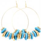 Turquoise Earring Fish Hook Tear Drop Formica Mixed Bead Rondelle 3 3 4 Inch Drop 1214527-3303GDTUQ