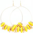 Yellow Earring Fish Hook Tear Drop Formica Mixed Bead Rondelle 3 3 4 Inch Drop 1214527-3303GDYEW