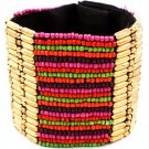 Fuschia Bracelet Banble Studed Bead Metal Casting 2 1 4 Inch Width 13132-1000FSH