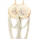 White Earring Linear Drop Fish Hook Disc Painted Multi Layered 5 1 4 Inch Drop 13135-1510AGWHT