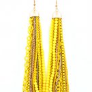 Yellow Earring Linear Drop Fish Hook Bead Chain Box Chain Mesh Chain Tassel 4 1 4 In 13135-1513TTYEW