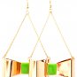 Green Earring Chandelier Drop Fish Hook Ribbon Enamel 2 3 4 Inch Drop 13135-1520GDGRN