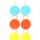Multi Colored Earring Linear Drop Fish Hook Discs Hoops 3 3 4 Inch Drop 13135-1522GDMLT