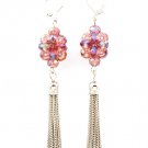 Purple Earring Pin Catch Beads Acrylic Stones Faceted Tassel 1 1 2 Inch Drop Nickel  21415-1552RDPUR