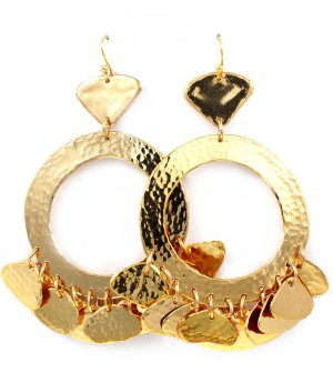 Gold Colored Earring Fish Hook Metal Casting Charms Metal Petals 4 Inch Drop 25185-3014GDGOD