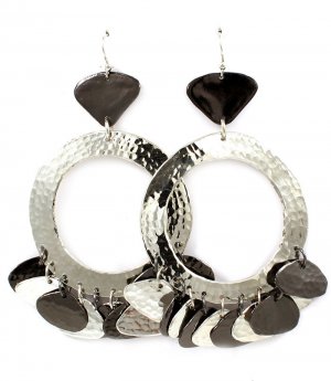 Silver Colored Earring Fish Hook Metal Casting Charms Metal Petals 4 Inch Drop 25185-3014TTSIV