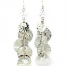 Silver Colored Earring Fish Hook Beads Metal Discs Texture Linear Drop 8 Inch Drop 25185-3016RDSIV
