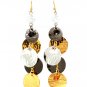 Multi Colored Earring Fish Hook Beads Metal Discs Texture Linear Drop 8 Inch Drop 25185-3016THMLT