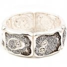 Silver Colored Bracelet Stretch Crystal Studs Glitter Power 1 Inch Width 4712-6049ASSIV