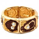 Brown Bracelet Stretch Crystal Studs Glitter Power 1 Inch Width 4712-6049MGBRO