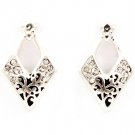 Clear Earring Post Earring Crystal Studs Diamond Shape Texture 1 1 4 Inch Drop 4715-0580ASCLR