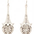 Clear Earring Linear Drop Fish Hook Crystal Studs Heart Texture 1 3 4 Inch Drop 4715-0615RDCLR