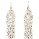 Clear Earring Fish Hook Crystal Studs Fringe Texture 2 Inch Drop 4715-0616RDCLR