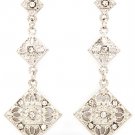 Clear Earring Linear Drop Post Earring Crystal Studs Diamond Shape Moving Joint Textu 4715-0618RDCLR