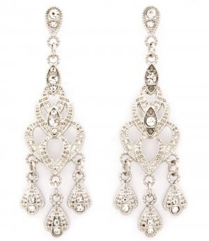 Clear Earring Post Earring Crystal Studs Tear Drop Texture 2 1 4 Inch Drop 4715-0620RDCLR