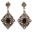 Black Earring Post Earring Stud Diamond Shape Enamel Texture 1 3 4 Inch Drop 4715-0629ASBLK