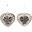 Clear Earring Fish Hook Crystal Studs Engraved Heart Follow Your Heart Texture 20 Mm  4715-0737ASCLR