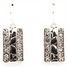 Clear Earring Fish Hook Crystal Studs Engraved Rectangular Shape Faith Hope Love Text 4715-0740ASCLR