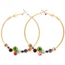 Multi Colored Earring Pin Catch Hoop Crystal Studs 1 3 4 Inch Drop Nickel And Lead Co 4715-0799GDMLT