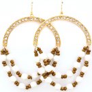 White Earring Fish Hook Pearl Crystal Studs Bead Multi Layered 2 1 2 Inch Drop Nickel 4715-0803GDWHT