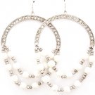 White Earring Fish Hook Pearl Crystal Studs Bead Multi Layered 2 1 2 Inch Drop Nickel 4715-0803RDWHT