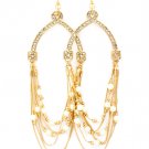 White Earring Fish Hook Pearl Crystal Studs Bead Multi Layered 3 Inch Drop Nickel And 4715-0805GDWHT