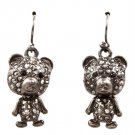 Black Earring Fish Hook Crystal Studs Teddy Bear Pave Set Moving Joint 19 Mm Drop 11315-1458BNBLK