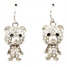 Clear Earring Fish Hook Crystal Studs Teddy Bear Pave Set Moving Joint 19 Mm Drop 11315-1458RDCLR
