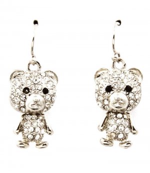 Clear Earring Fish Hook Crystal Studs Teddy Bear Pave Set Moving Joint 19 Mm Drop 11315-1458RDCLR