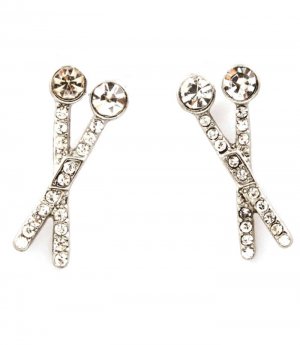 Clear Earring Post Earring Crystal Studs Scissors Pave Set 21 Mm Drop 11315-1504RDCLR