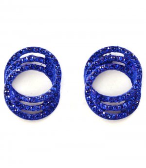 Blue Earring Post Earring Crystal Studs Hoops Link Pave Set 23 Mm Drop 11315-2272BLU