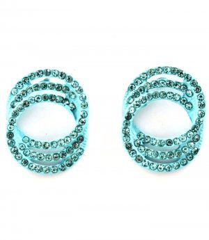 Blue Earring Post Earring Crystal Studs Hoops Link Pave Set 23 Mm Drop 11315-2272BUA