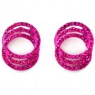 Fuschia Earring Post Earring Crystal Studs Hoops Link Pave Set 23 Mm Drop 11315-2272FSH