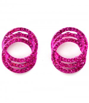 Fuschia Earring Post Earring Crystal Studs Hoops Link Pave Set 23 Mm Drop 11315-2272FSH