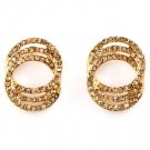 Brown Earring Post Earring Crystal Studs Hoops Link Pave Set 23 Mm Drop 11315-2272GDBRO