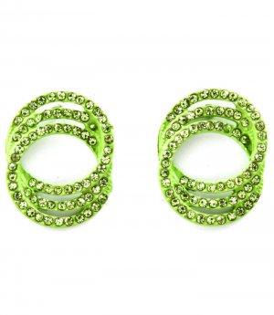 Green Earring Post Earring Crystal Studs Hoops Link Pave Set 23 Mm Drop 11315-2272GRN