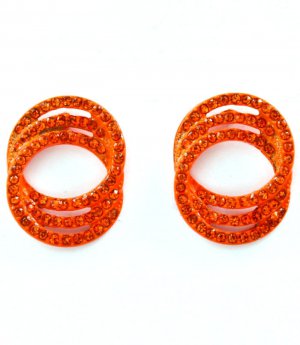 Orange Earring Post Earring Crystal Studs Hoops Link Pave Set 23 Mm Drop 11315-2272ORG