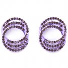 Purple Earring Post Earring Crystal Studs Hoops Link Pave Set 23 Mm Drop 11315-2272PUR