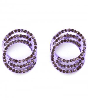 Purple Earring Post Earring Crystal Studs Hoops Link Pave Set 23 Mm Drop 11315-2272PUR