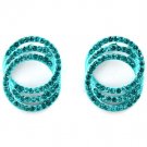 Teal Earring Post Earring Crystal Studs Hoops Link Pave Set 23 Mm Drop 11315-2272TEL