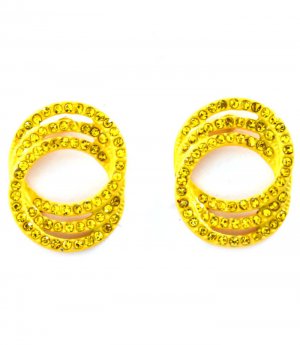 Yellow Earring Post Earring Crystal Studs Hoops Link Pave Set 23 Mm Drop 11315-2272YEW