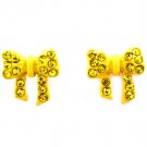 Yellow Earring Post Earring Crystal Studs Ribbon Pave Set 10 Mm Drop 11315-2299YEW