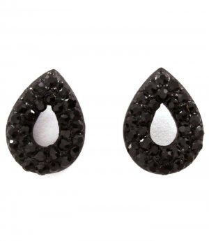 Black Earring Post Earring Crystal Studs Tear Drop Pave Set 14 Mm Drop 11315-2304BKBLK