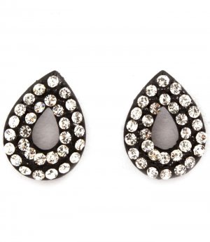 Clear Earring Post Earring Crystal Studs Tear Drop Pave Set 14 Mm Drop 11315-2304BKCLR